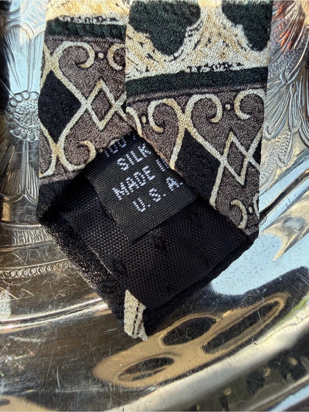 Lorenzo Valentino Como, Italy Raised Pattern Silk Tie